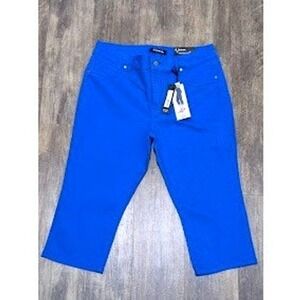 d.Jeans Bay Secretly Slender 12  Capri Pants Royal Blue Stretch Cropped Trousers